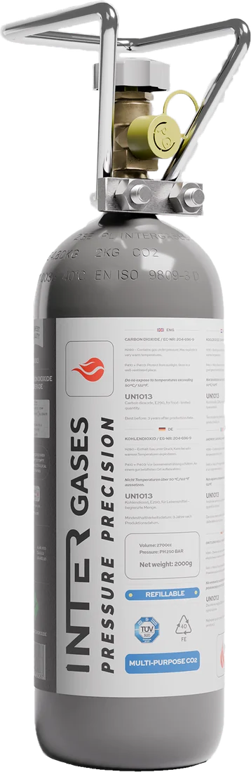 Refillable 2 kg food grade CO₂ cylinder